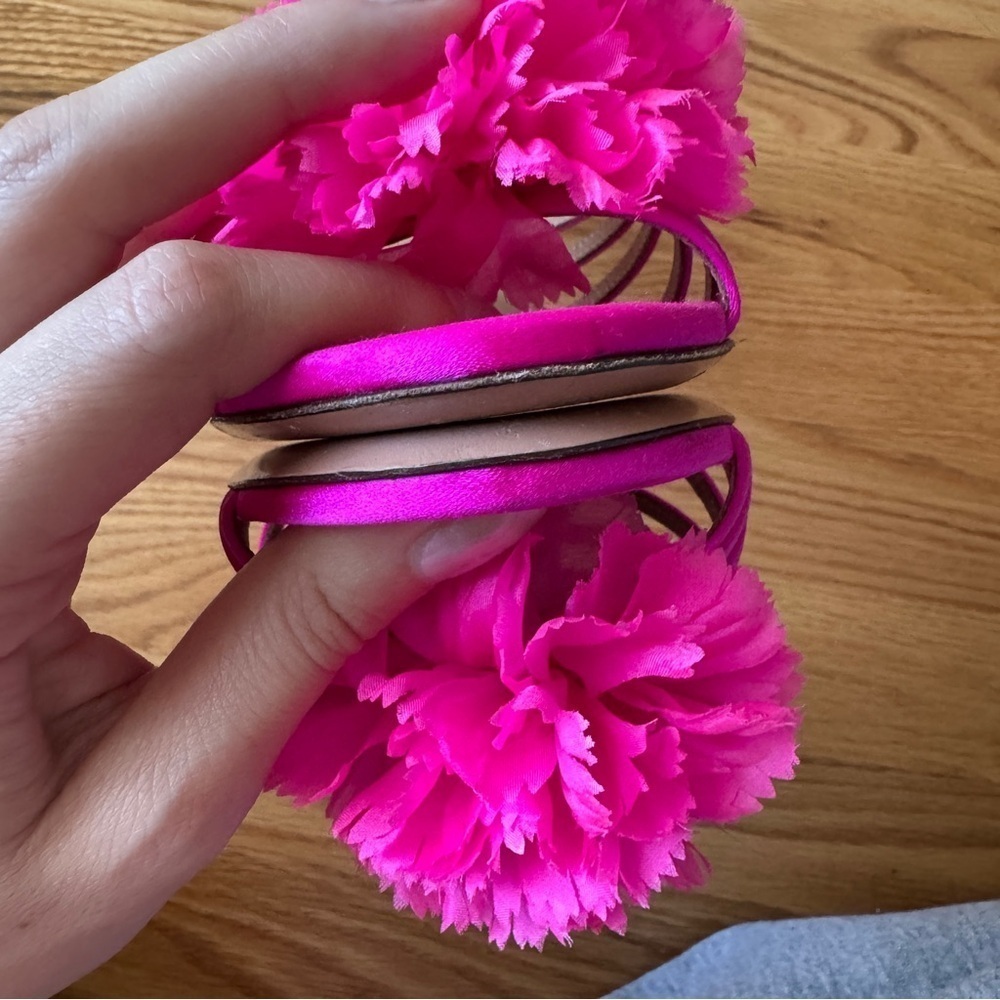 Aquazzura Love Carnation Pink Floral Satin Mule Slide Size 38.5 - Picture 7 of 9